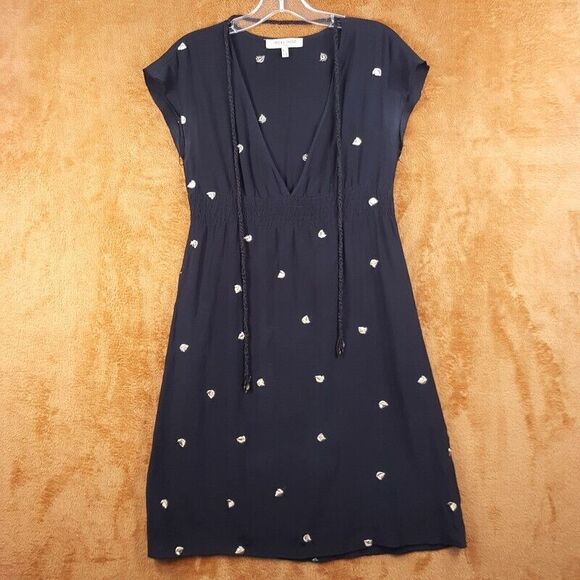 SEE BY CHLOE Womens Dress Size 6 Black Pullover Empire High Waist Sundress Gold - Picture 1 of 7